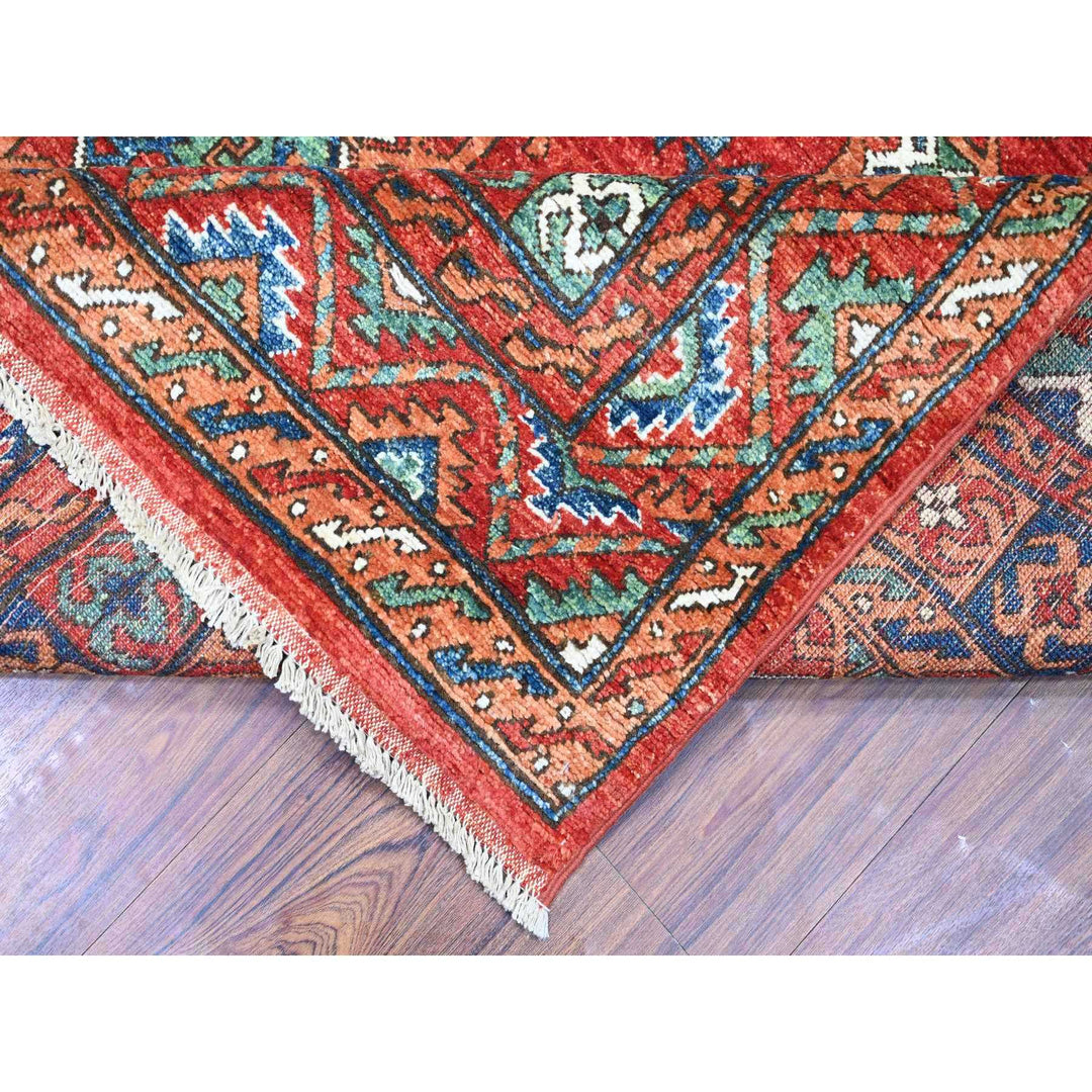 7'11" x 9'6" New Hand Knotted Red Wool Rectangle Oriental Rug - MOA10274719