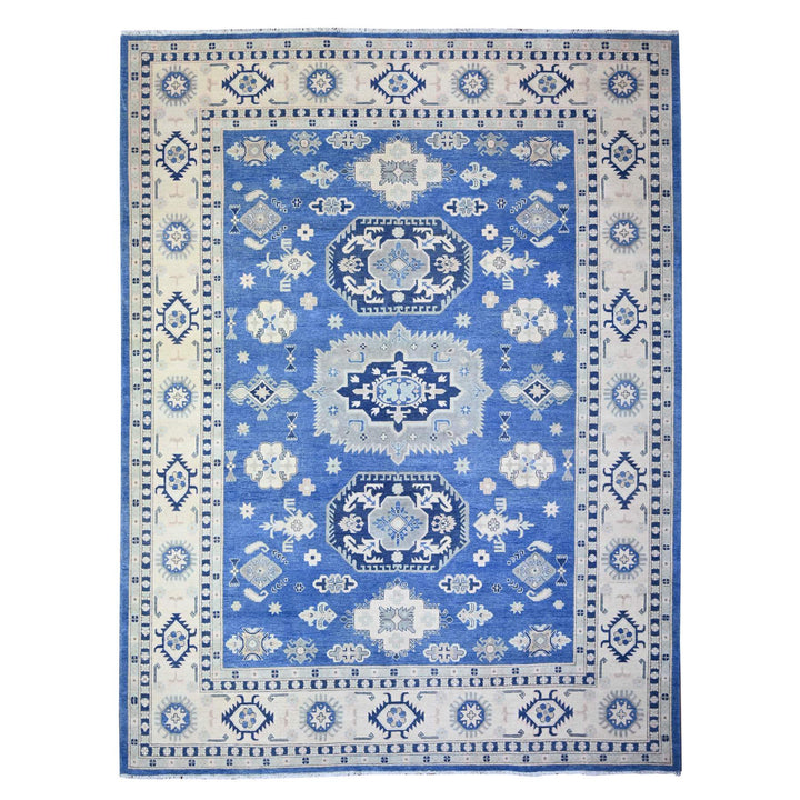 9'0" x 11'5" New Hand Knotted Blue Cotton Rectangle Oriental Rug - MOA10274726