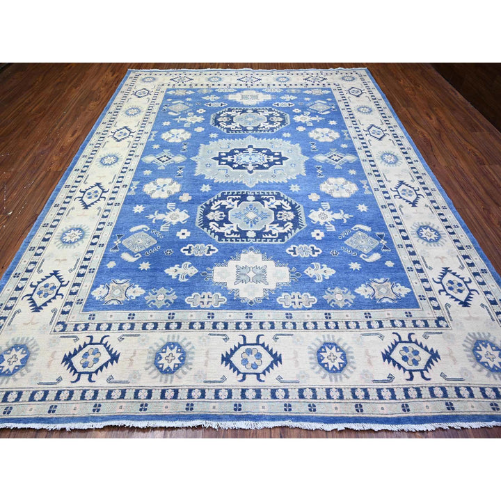 9'0" x 11'5" New Hand Knotted Blue Wool Rectangle Oriental Rug - MOA10274726