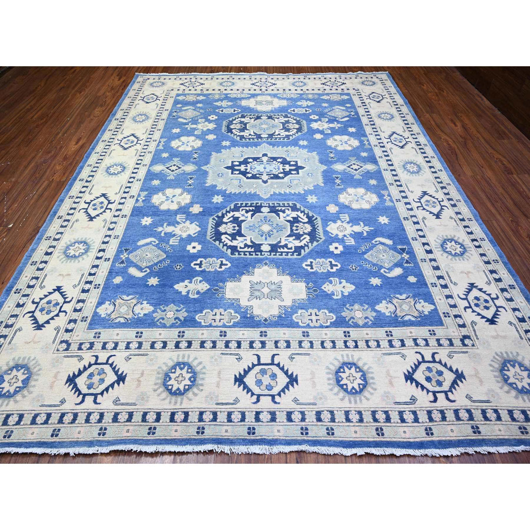 9'0" x 11'5" New Hand Knotted Blue Cotton Rectangle Oriental Rug - MOA10274726