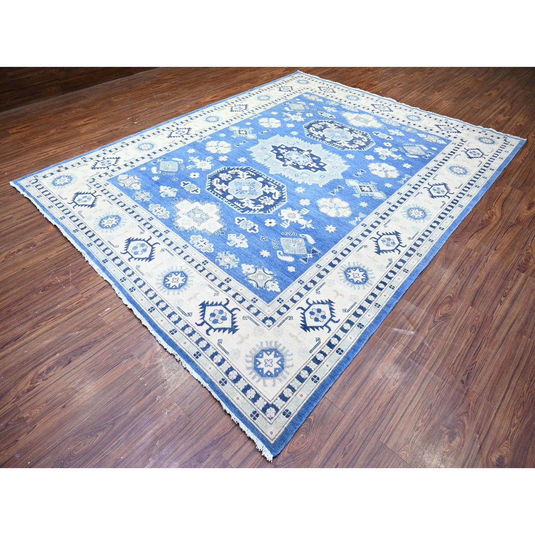 9'0" x 11'5" New Hand Knotted Blue Wool Rectangle Oriental Rug - MOA10274726