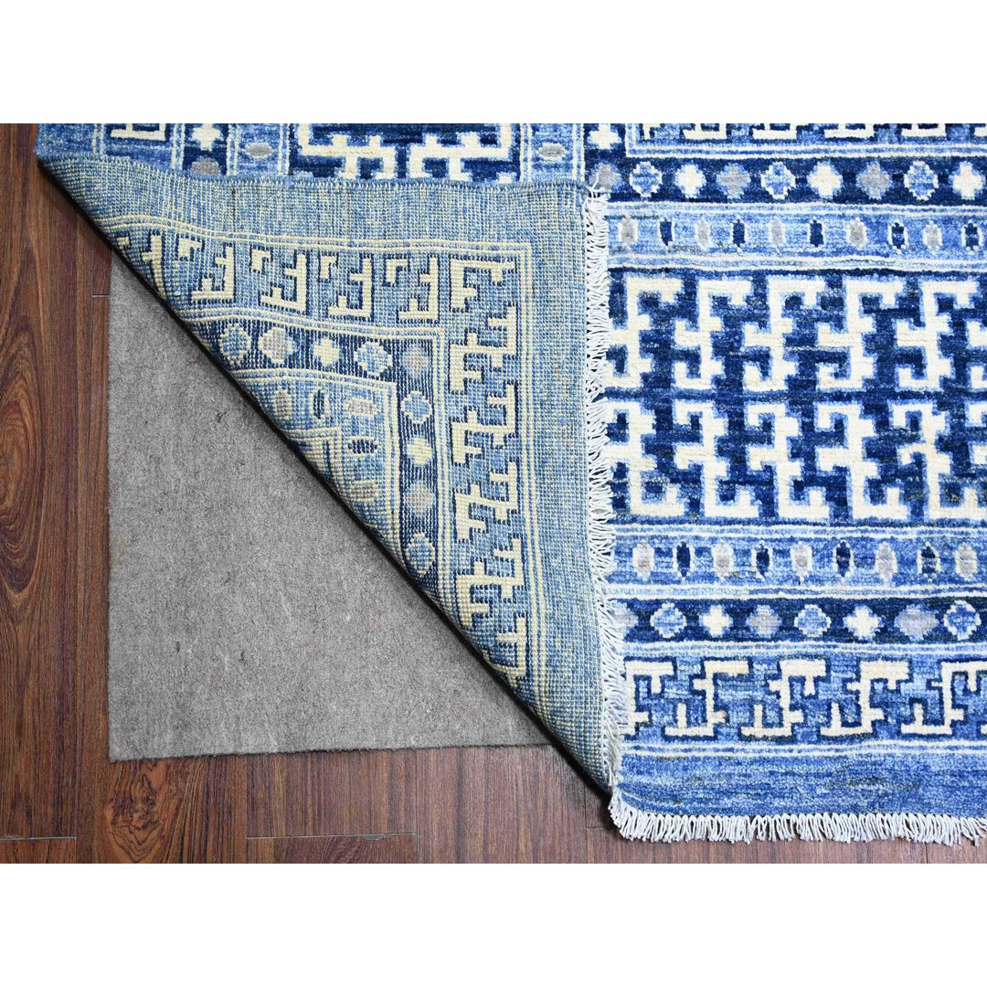 11'11" x 15'4" New Hand Knotted Blue Wool Rectangle Oriental Rug - MOA10274737