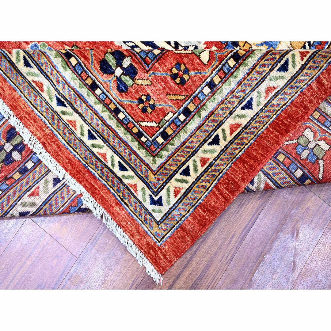 9'4" x 12'0" New Hand Knotted Red Wool Rectangle Oriental Rug - MOA10274760