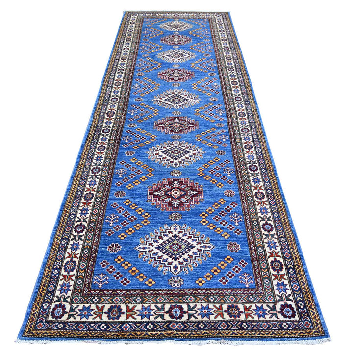 4'0" x 11'6" New Hand Knotted Blue Wool Runner Oriental Rug - MOA10274793