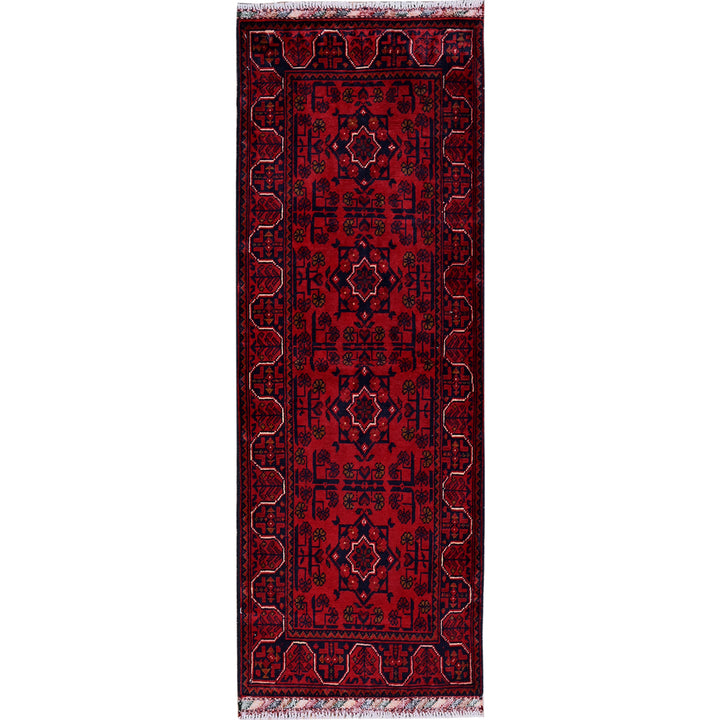 1'10" x 5'0" New Hand Knotted Red Wool Runner Oriental Rug - MOA102747