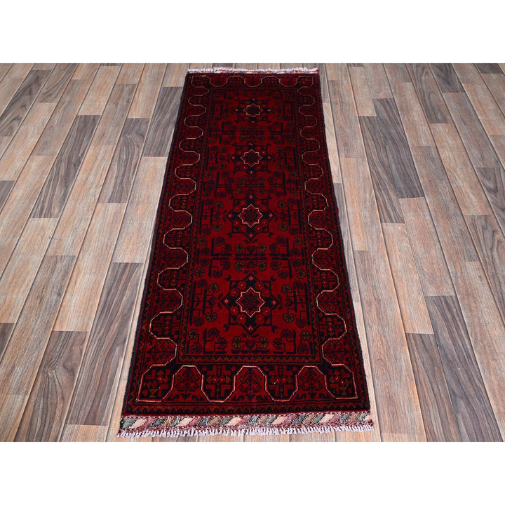 1'10" x 5'0" New Hand Knotted Red Wool Runner Oriental Rug - MOA102747