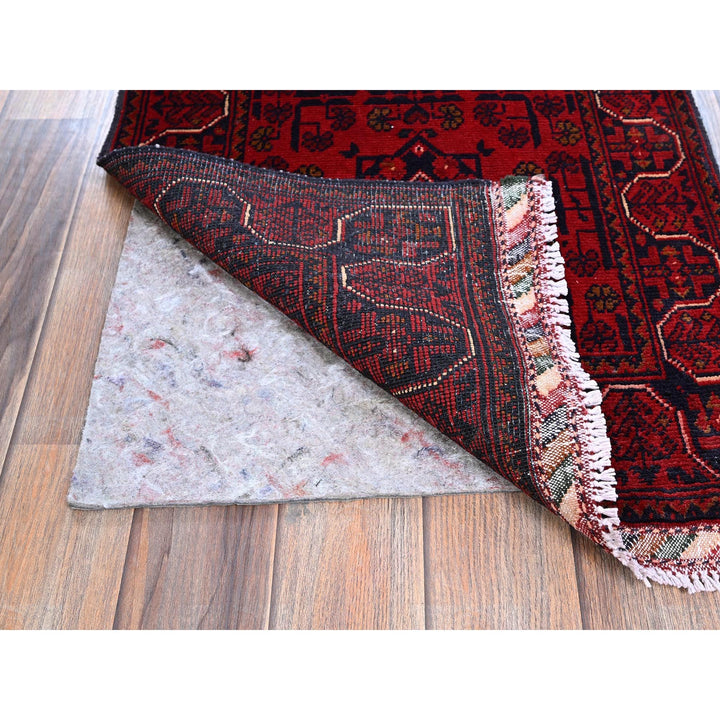 1'10" x 5'0" New Hand Knotted Red Wool Runner Oriental Rug - MOA102747