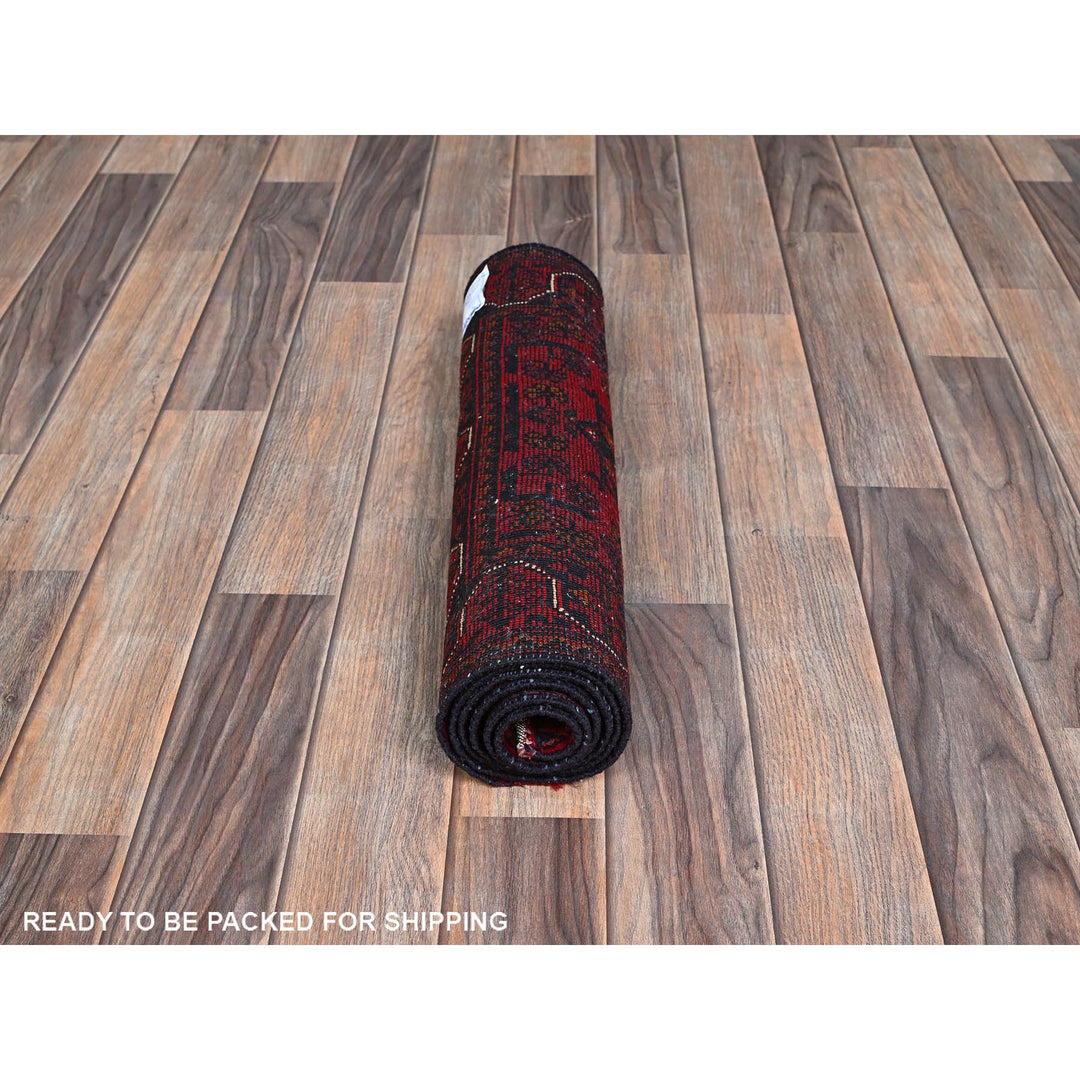 1'10" x 5'0" New Hand Knotted Red Wool Runner Oriental Rug - MOA102747