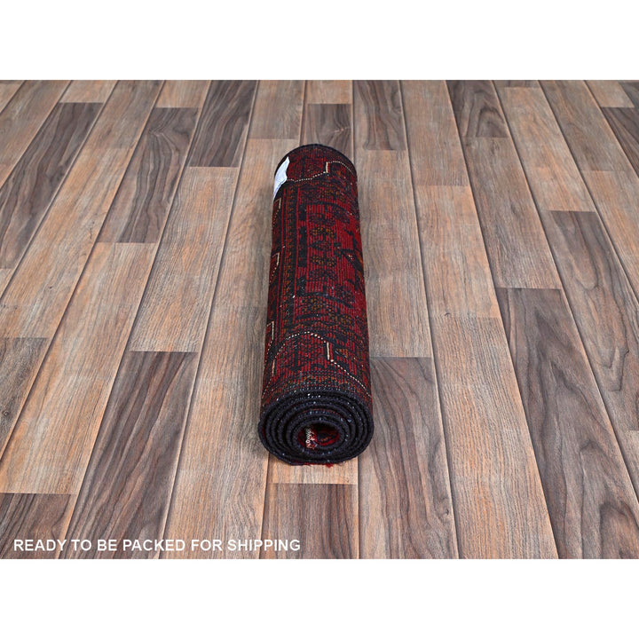 1'10" x 5'0" New Hand Knotted Red Wool Runner Oriental Rug - MOA102747
