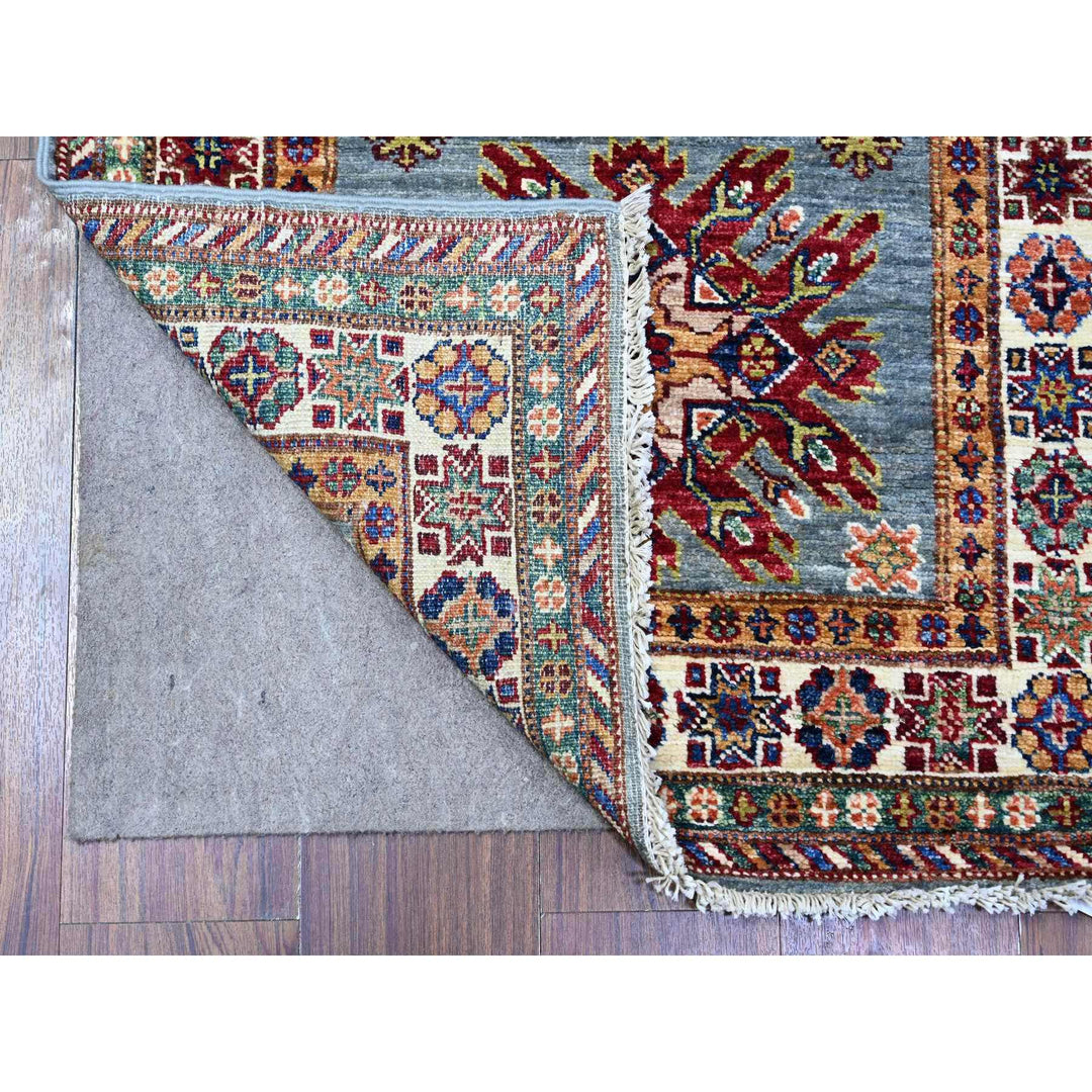 2'7" x 8'2" New Hand Knotted Grey Wool Runner Oriental Rug - MOA10274803