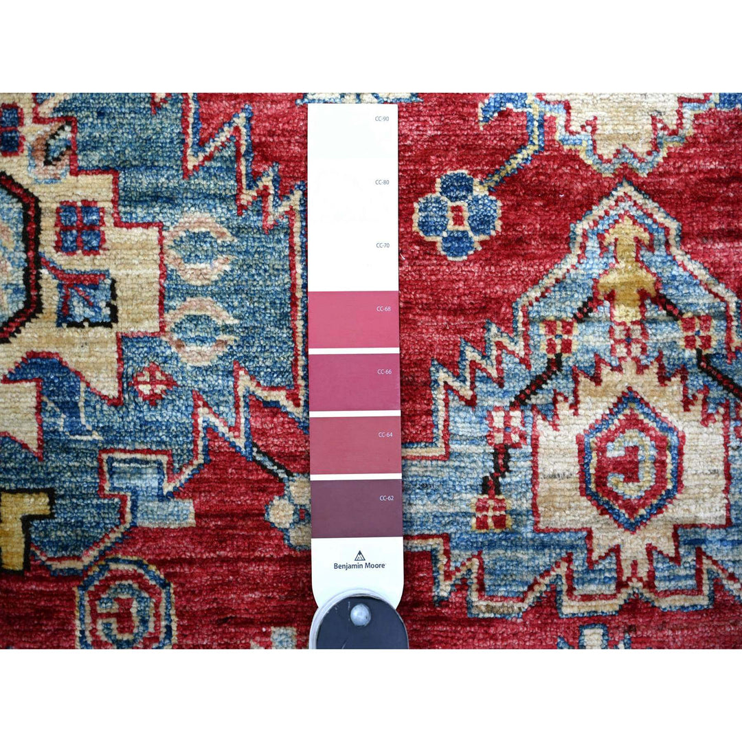 6'9" x 9'9" New Hand Knotted Red Wool Rectangle Oriental Rug - MOA10274826