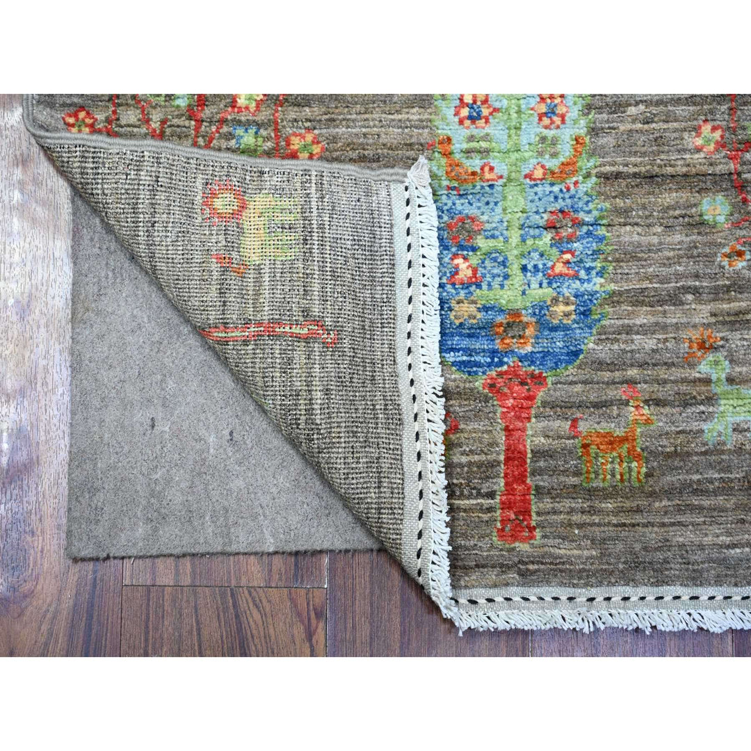 2'5" x 11'2" New Hand Knotted Grey Cotton Runner Oriental Rug - MOA10274852