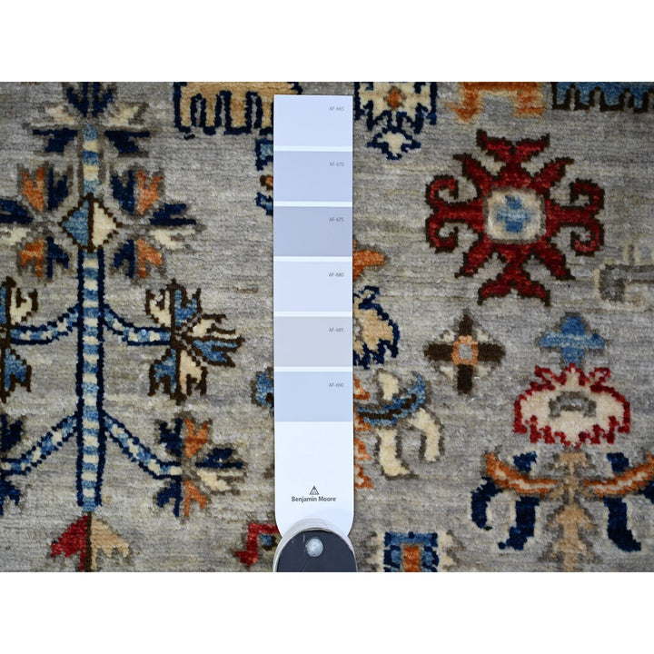 3'11" x 5'11" New Hand Knotted Grey Wool Rectangle Oriental Rug - MOA10274858