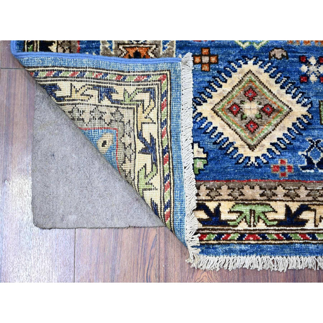 3'0" x 5'2" New Hand Knotted Blue Wool Rectangle Oriental Rug - MOA10274864