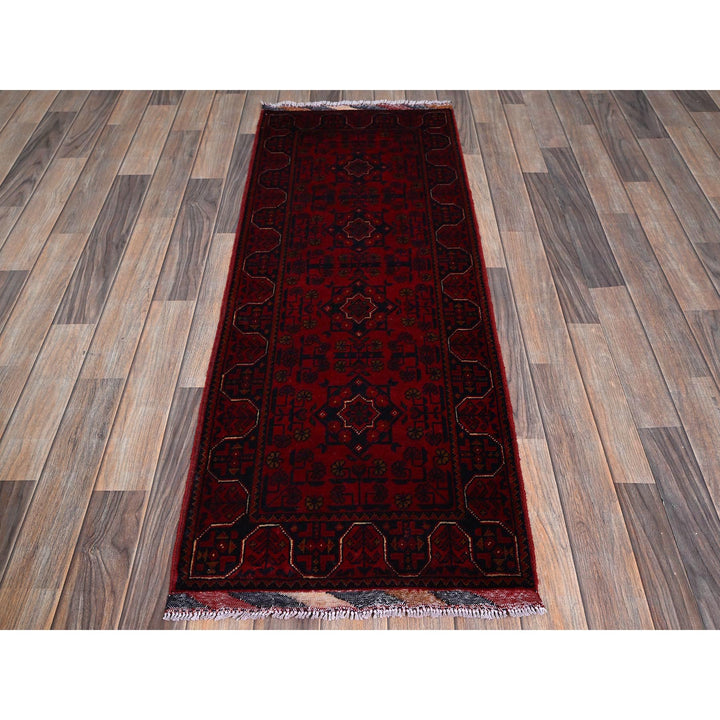 1'10" x 5'0" New Hand Knotted Red Wool Runner Oriental Rug - MOA102748