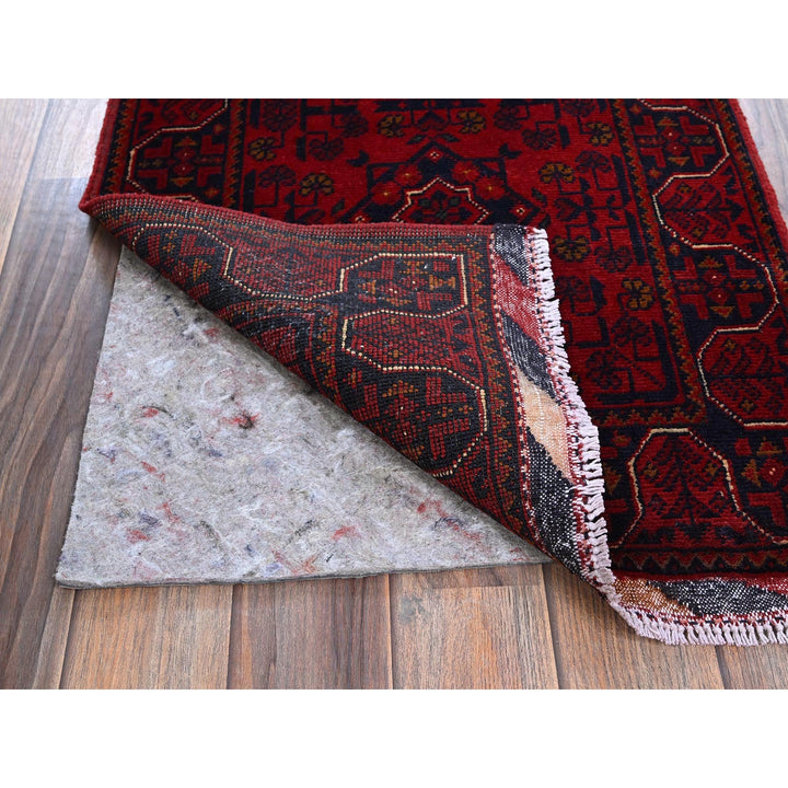 1'10" x 5'0" New Hand Knotted Red Wool Runner Oriental Rug - MOA102748