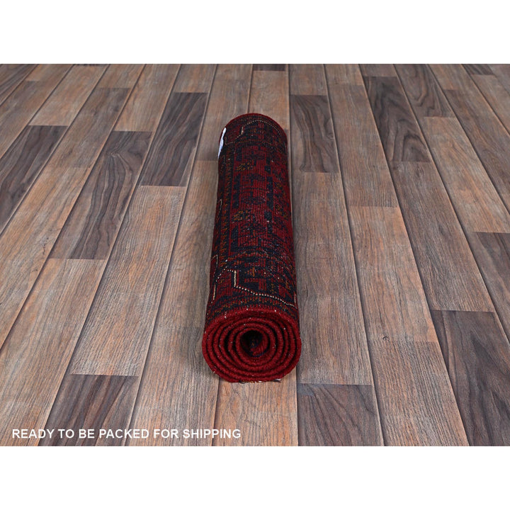 1'10" x 5'0" New Hand Knotted Red Wool Runner Oriental Rug - MOA102748