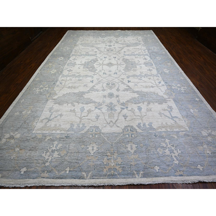 10'0" x 15'10" New Hand Knotted Ivory Wool Rectangle Oriental Rug - MOA10274932