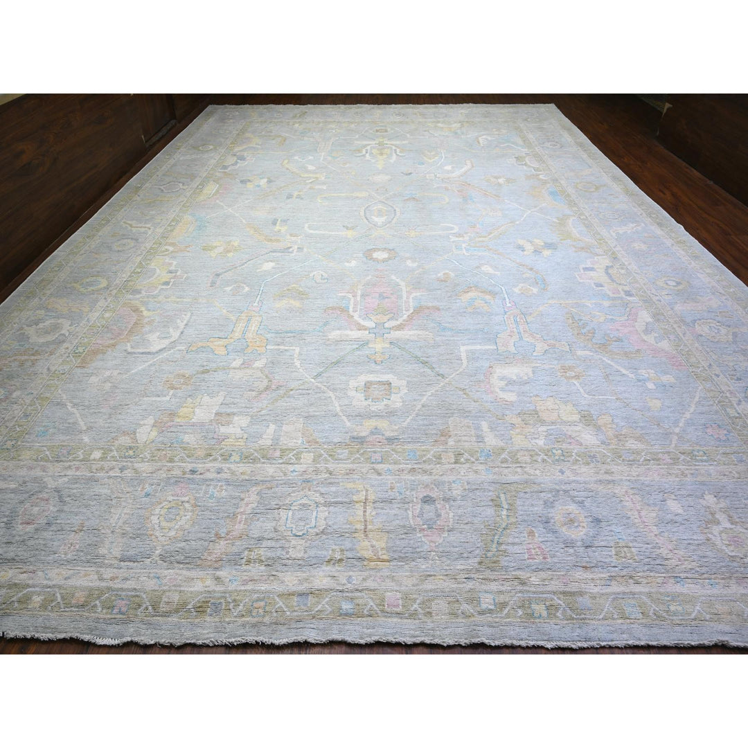 13'0" x 19'0" New Hand Knotted Blue Wool Rectangle Oriental Rug - MOA10274945