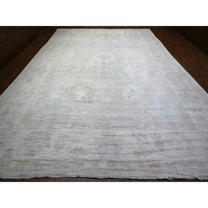 11'9" x 17'0" New Hand Knotted Grey Wool Rectangle Oriental Rug - MOA10274946