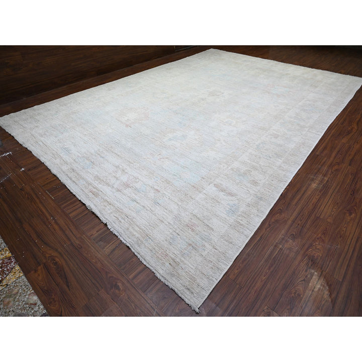 11'9" x 17'0" New Hand Knotted Grey Wool Rectangle Oriental Rug - MOA10274946