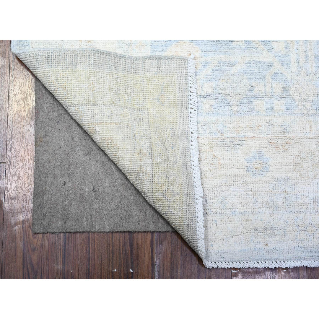 3'11" x 10'0" New Hand Knotted Grey Wool Runner Oriental Rug - MOA10274952