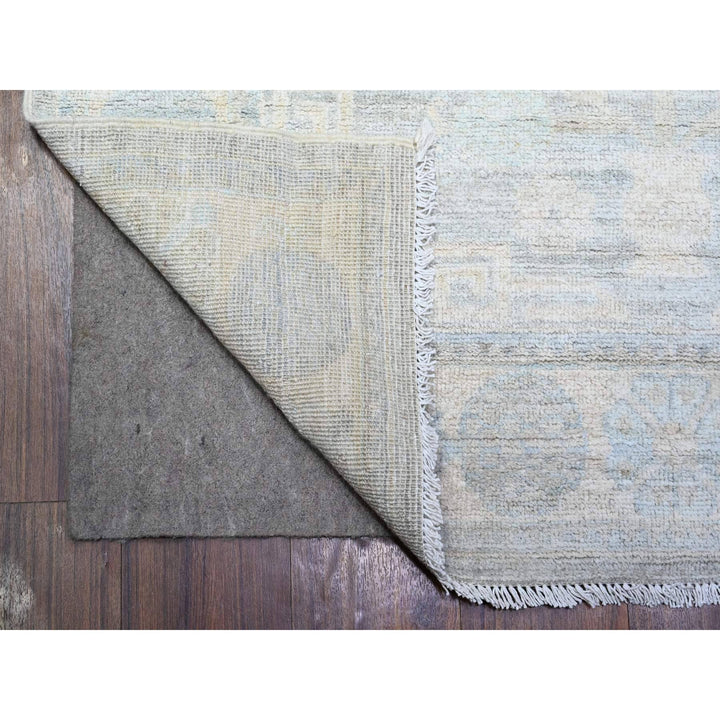 4'0" x 12'2" New Hand Knotted Grey Wool Runner Oriental Rug - MOA10274953