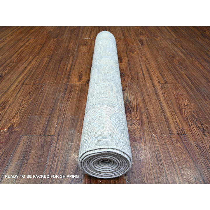 4'0" x 12'2" New Hand Knotted Grey Wool Runner Oriental Rug - MOA10274953