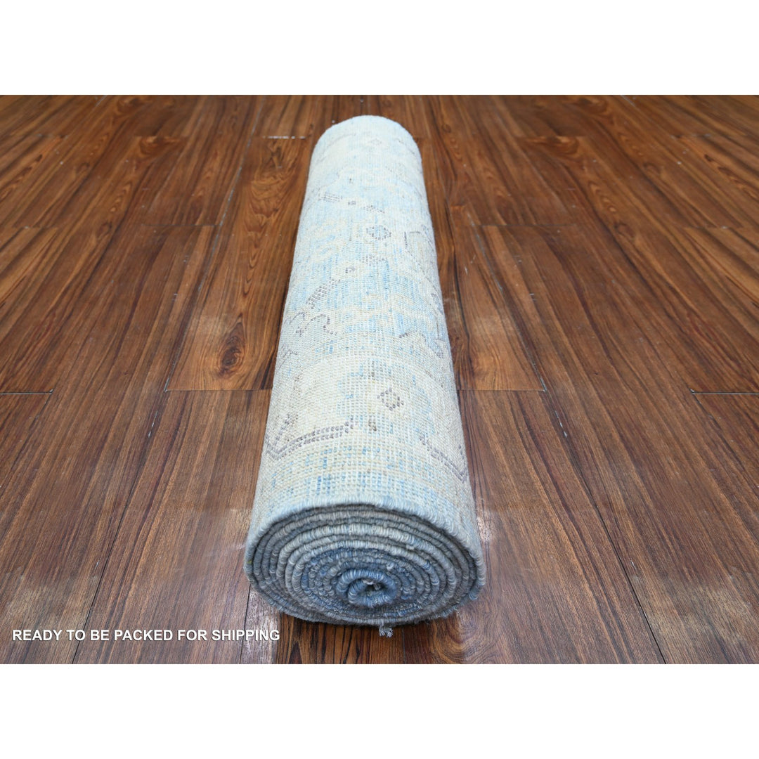 2'8" x 16'2" New Hand Knotted Blue Wool Runner Oriental Rug - MOA10274954