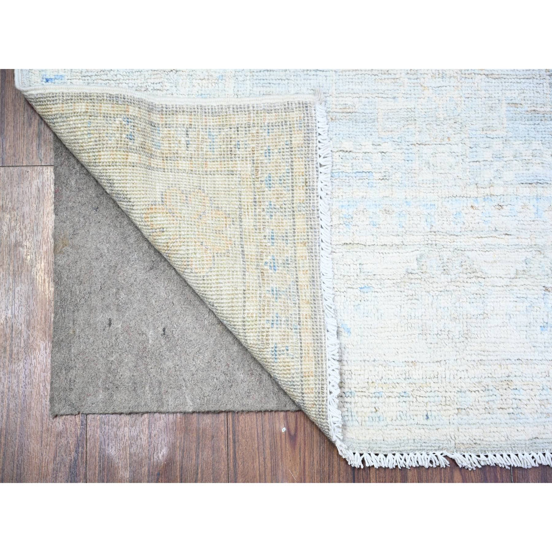 3'1" x 10'0" New Hand Knotted Grey Wool Runner Oriental Rug - MOA10274959