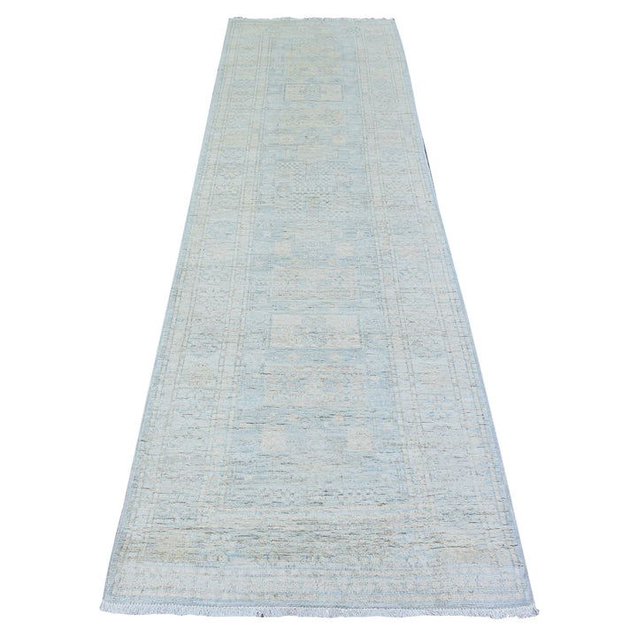 2'11" x 9'10" New Hand Knotted Grey Wool Runner Oriental Rug - MOA10274963