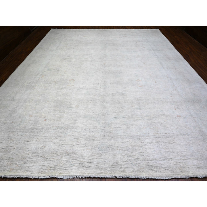 11'11" x 14'3" New Hand Knotted Ivory Wool Rectangle Oriental Rug - MOA10274971