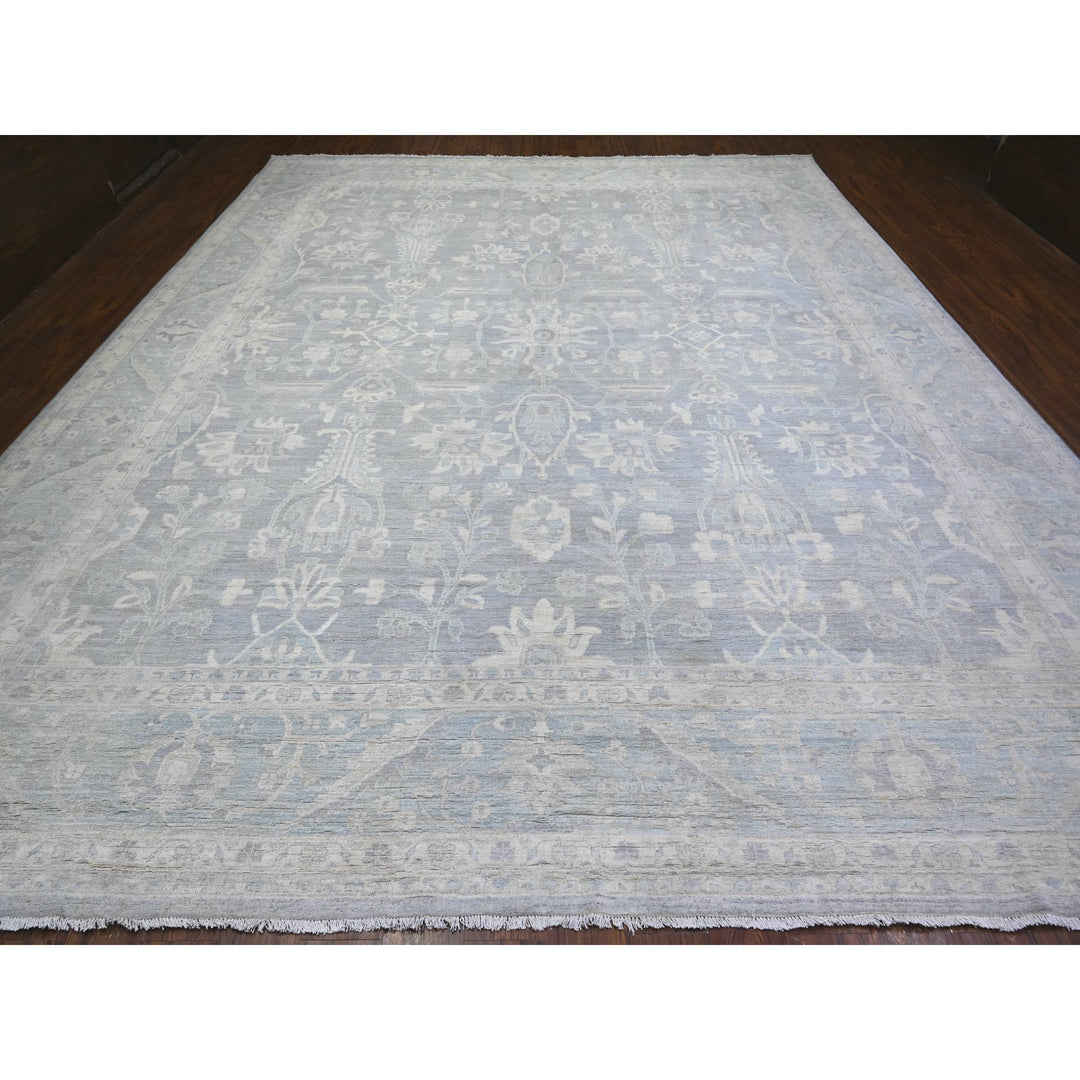 11'9" x 14'4" New Hand Knotted Grey Wool Rectangle Oriental Rug - MOA10274972