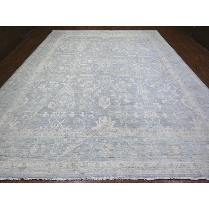 11'9" x 14'4" New Hand Knotted Grey Wool Rectangle Oriental Rug - MOA10274972