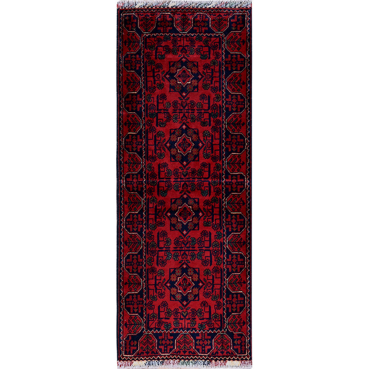 1'10" x 4'10" New Hand Knotted Red Wool Runner Oriental Rug - MOA102749