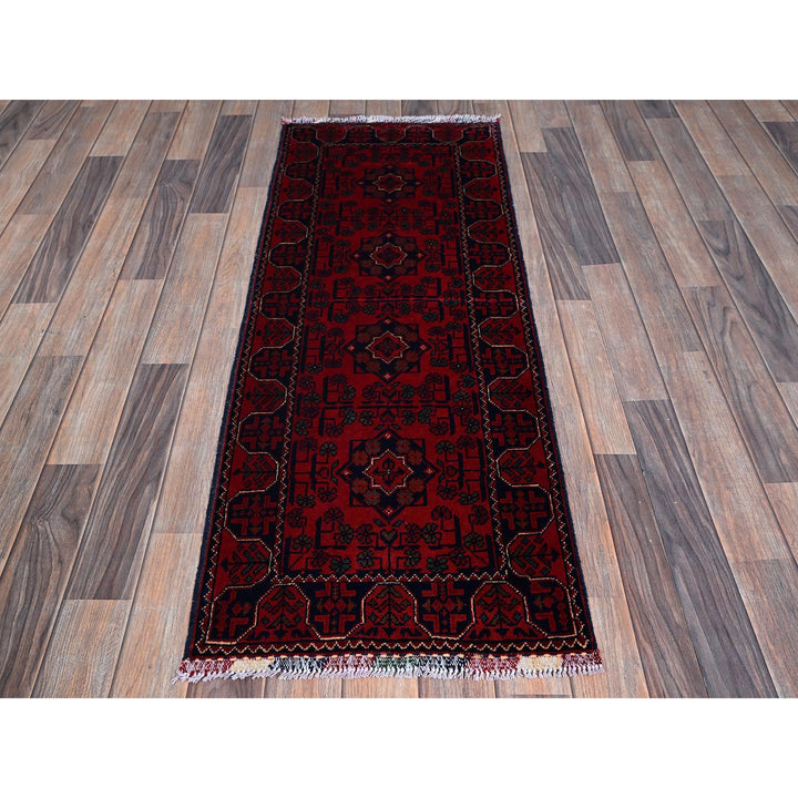 1'10" x 4'10" New Hand Knotted Red Wool Runner Oriental Rug - MOA102749
