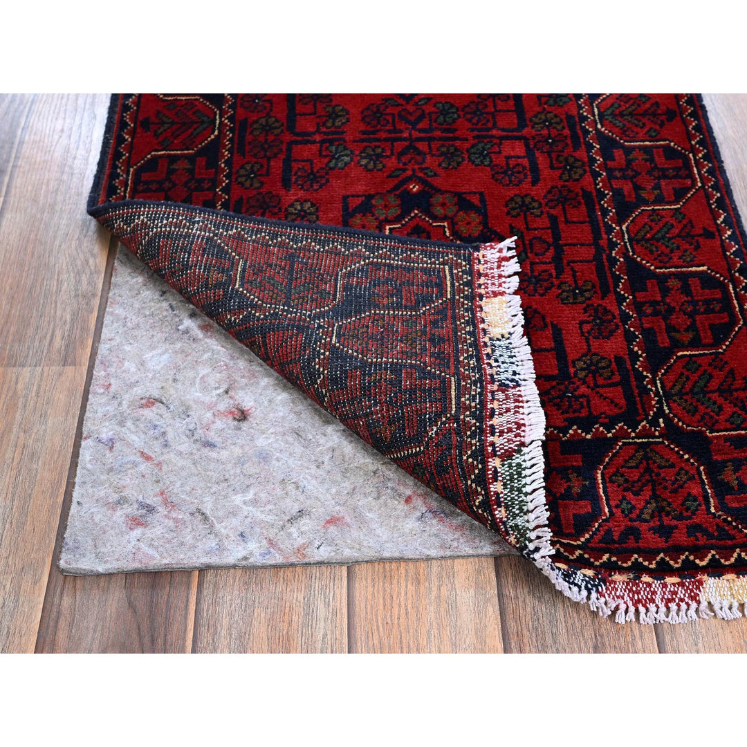 1'10" x 4'10" New Hand Knotted Red Wool Runner Oriental Rug - MOA102749