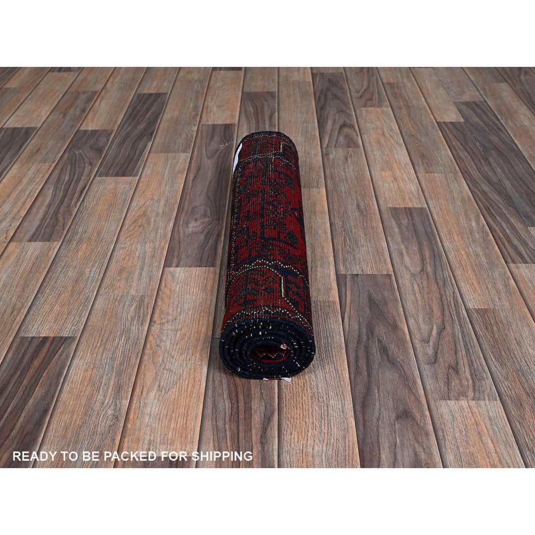 1'10" x 4'10" New Hand Knotted Red Wool Runner Oriental Rug - MOA102749