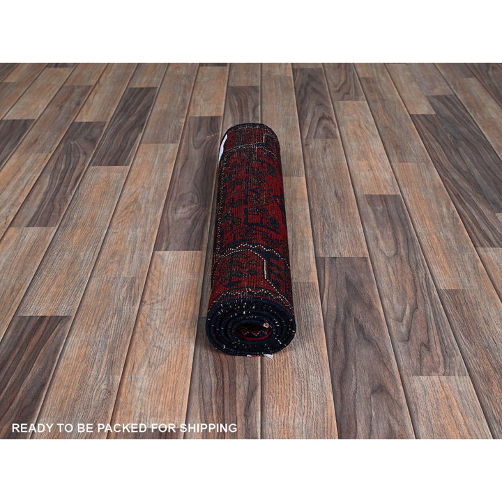 1'10" x 4'10" New Hand Knotted Red Wool Runner Oriental Rug - MOA102749
