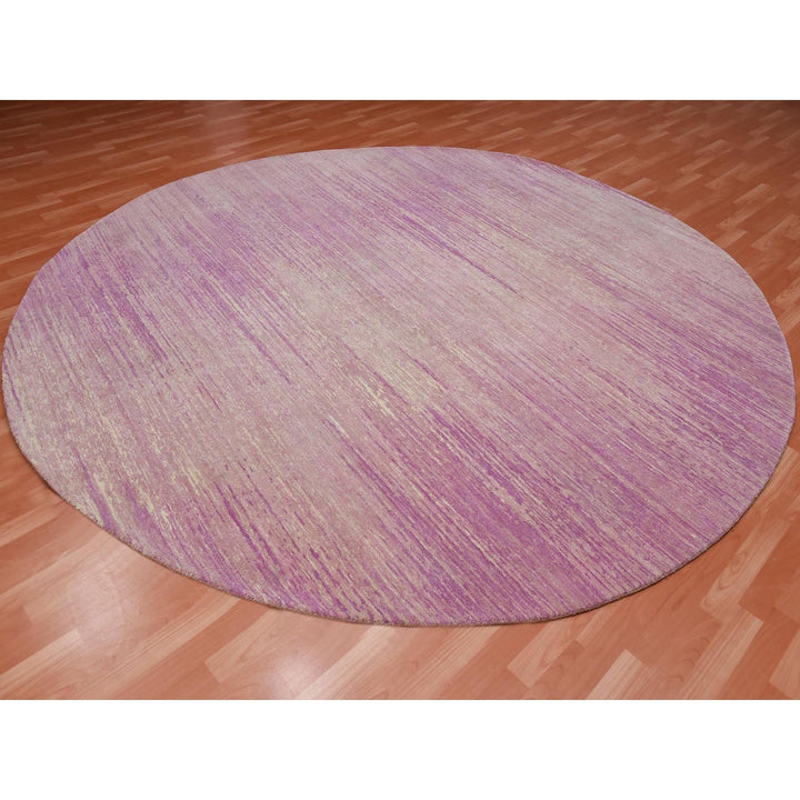 10'1" x 10'2" New Hand Knotted Pink Wool Round Oriental Rug - MOA10275014