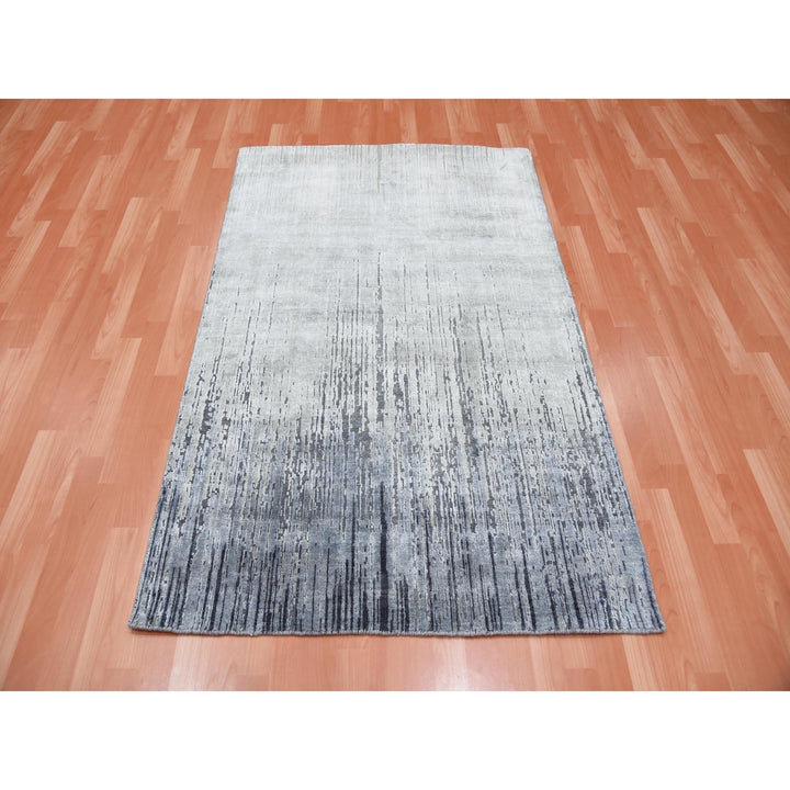 4'0" x 6'0" New Hand Knotted Grey Wool Rectangle Oriental Rug - MOA10275028