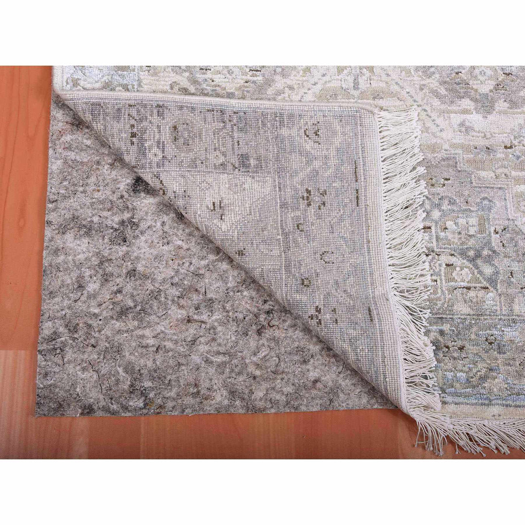 3'0" x 5'2" New Hand Knotted Grey Wool & Silk Rectangle Oriental Rug - MOA10275040