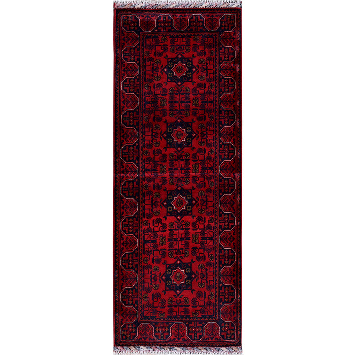 1'10" x 4'10" New Hand Knotted Red Wool Runner Oriental Rug - MOA102750