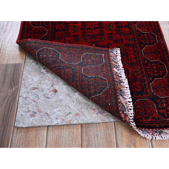 1'10" x 4'10" New Hand Knotted Red Wool Runner Oriental Rug - MOA102750