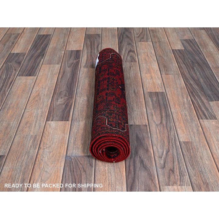 1'10" x 4'10" New Hand Knotted Red Wool Runner Oriental Rug - MOA102750