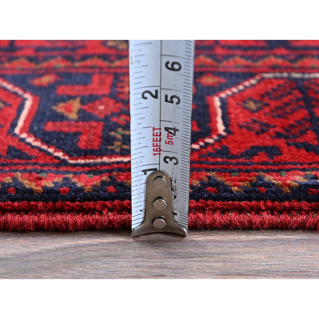 1'10" x 4'10" New Hand Knotted Red Wool Runner Oriental Rug - MOA102750