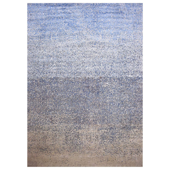 12'0" x 18'0" New Hand Knotted Blue Wool & Pure Silk Rectangle Oriental Rug - MOA10275100