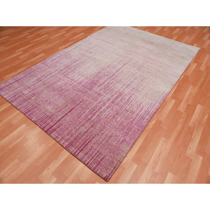 6'0" x 9'4" New Hand Knotted Pink Wool Rectangle Oriental Rug - MOA10275107