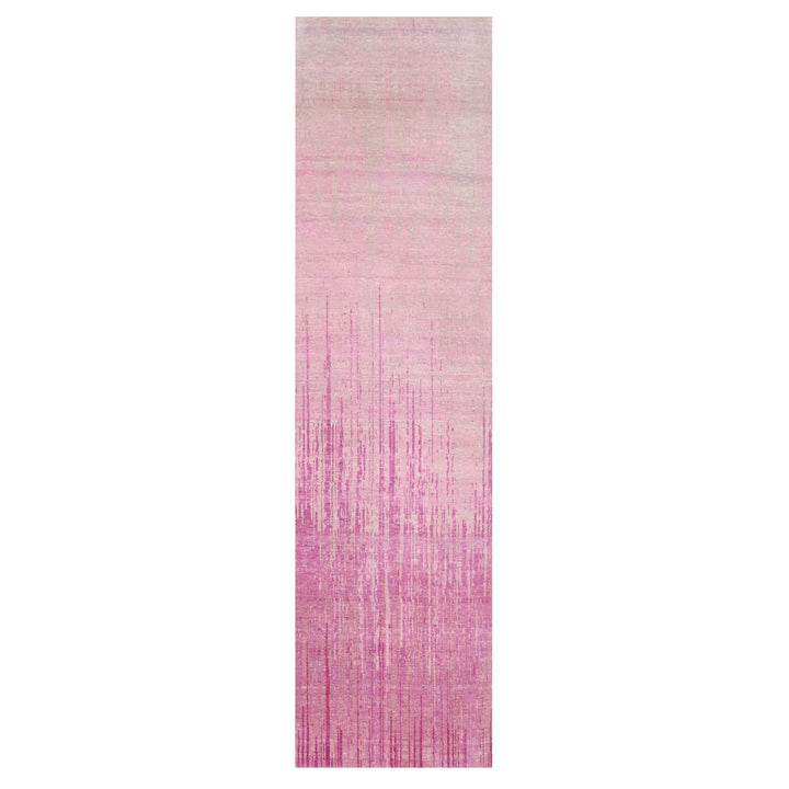 2'6" x 10'1" New Hand Knotted Pink Wool Runner Oriental Rug - MOA10275110