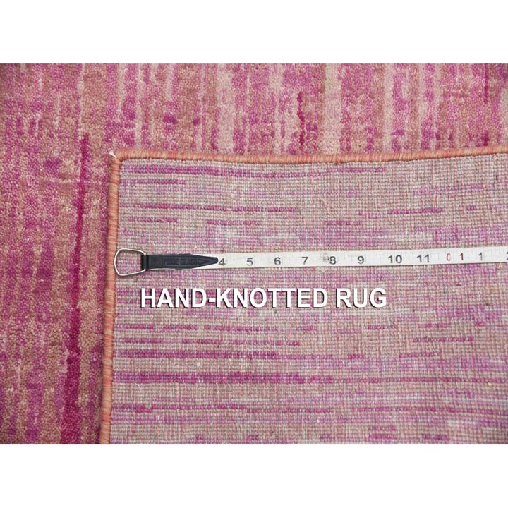 2'6" x 10'1" New Hand Knotted Pink Wool Runner Oriental Rug - MOA10275110